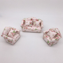 1:12 miniature Floral sofa dollhouse furniture toy for dolls children doll house pretend play toys for kids girls fun gifts new 2024 - buy cheap