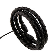 PK0415 2015 Lastest Leather Jewelry multi strand leather bracelet Men wholesale price 2024 - buy cheap