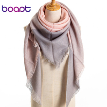 [boapt] Luxury Brand Cotton Winter Scarf For Women Scarf Triangle Plaid  Scarf Lady Warm Pashmina Wrap Shawls Scarves Girls Ring 2024 - buy cheap