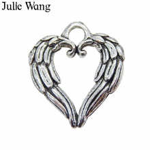 Li wang pingentes de coração vazados de liga metálica, 15 peças charme de coração amor colar de cor prateada antiga pingente pulseira bracelete acessório de fabricação de joias 2024 - compre barato