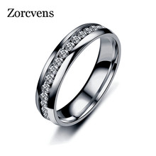 Большие свадебные кольца с кристаллами от zorcins для женщин, романтическое кольцо из нержавеющей стали, кольцо золотистого цвета для женщин 2024 - купить недорого