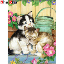 Diamante bordado animais decoração casa cheia quadrado broca resina flores 5d diy pintura diamante gatos xy1 2024 - compre barato
