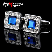 MMS Hot sale Brand New Trendy Rare Exquisite Cuff Links Blue Gem Gift Wedding Groom Party Shirt Cuff Links Wholesale 2024 - buy cheap