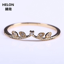 Solid 14k Yellow Gold Natural Diamond Women Engagement Ring Art Deco Millgrain Wedding Band Party Promise Ring Fine Jewelry Leaf 2024 - buy cheap