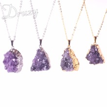 1PC Natural Stone Raw Mineral Quartz Geode Crystal Charms Pendant Unique Amethysts Irregular Women DIY Necklaces Chakra Pendulum 2024 - buy cheap