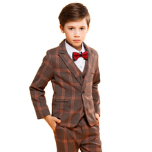 Conjunto de terno formal infantil, roupas florais para meninos, plus de veludo, para festa de casamento, blazer e calça infantis, 4 peças 2024 - compre barato