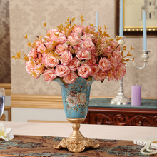 Декоративная Цветочная ваза для европейской дворной комнаты, винтажная Свадебная искусственная Цветочная смола 2024 - купить недорого