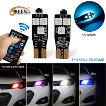 OKEEN 2Pcs  t10 led car led light Bulbs w5w canbus RGB With Remote Control 194 168 501 Strobe Led Lamp marker lamps 12V 2024 - buy cheap