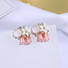 Brincos de flores de cristal coreanos, brincos fofos coloridos de strass com parafuso prisioneiro para mulheres joias com presente wx133, 2018 2024 - compre barato