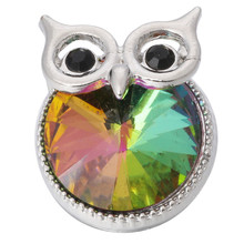1pcs 2019 New Snap Jewelry Rhinestone Night Owl 18mm Metal Snap Buttons Fit Snap Bracelet Bangle Dropshipping 2024 - buy cheap