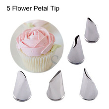 5 Pcs/Set Icing Piping Nozzles Rose Petal Cake Decorating Tips Russian Baking Stainless Steel Icing Piping Nozzles 2024 - buy cheap
