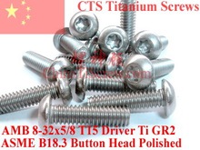 Titanium screws 8-32x5/8 Button Head  Torx T15 Driver 50 pcs Ti GR2 2024 - buy cheap