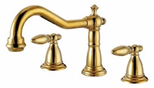 Free shipping Gold clour 3 pieces Widespread  Lavatory  sink Faucet basin mixer tap 2024 - buy cheap