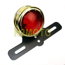 Lâmpada traseira para motocicleta, feita em bronze, led, retrô, vermelha, luz da placa, para harley bobber, pauzinhos, cafe racer, personalizado 2024 - compre barato