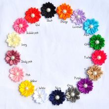 Mini bandana artificial de cetim com flores e botão de pérola brilhante, para decoração de casamento, 2 ", 15 cores, 200 2024 - compre barato