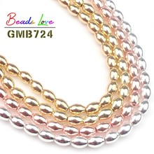 Prateado Cores Rosa de Ouro Hematita Pedra Natural 4x6 milímetros Tambor Soltos Spacer Beads Para Fazer Jóias Diy Pulseira colar de 15 Polegada 2024 - compre barato