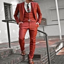 TPSAADE Tuxedo Ball Suit Custom Made Men's Wedding West Slim Fit Suit 3 Piece Men's Suit for Wedding (Jacket+Pants+Vest) 2024 - buy cheap