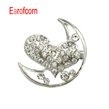 Earofcorn Moon Heart Shape Rhinestone Brooches Male Female Simple Design Coat Suit Brooches Bijouterie Jewelry Fashion 2024 - buy cheap