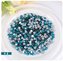Top grade 3D AAA crystal galss nail art flatback Non hot-fix rhinestones peacock blue SS3-SS34(1.3MM-7MM) 2024 - buy cheap