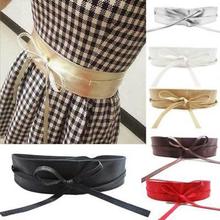 1 Pc Fashion Solid Color Faux Leather  Belt Wrap Tie Wide Corset Dress Waist Decor 2024 - buy cheap