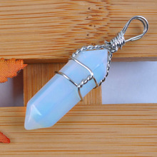 Opal Lucky Point GEM Pendant Wire Wrapping Jewelry S1237 2024 - buy cheap