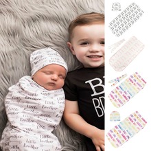 2pcs/Set Cocoon Shape Little Brother Sister Rainbow Newborn Baby Sleeping Swaddle Wrap Muslin Wrap Headband/Hat Sleep Blanket 2024 - buy cheap