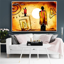 Abstract African Figure Geometry Landscape Oil Painting on Canvas Posters and Prints Cuadros Art Wall Picture for Living Room 2024 - buy cheap