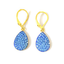 Brincos femininos pendentes da moda sonic, brincos com zircônia azul, em aço inoxidável, cor dourada, para mulheres, joias femininas 2024 - compre barato