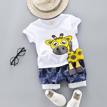 Conjunto de Roupas de bebê para Meninos 2019 Verão Roupas Casuais Set Top Girafa Azul Shorts Ternos Roupa Dos Miúdos Meninos 1- 4 anos 4 Cores 2024 - compre barato