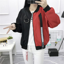 2019 New Women Bomber Jackets Patchwork Coat Zipper Pocket Windbreaker Autumn Outweater Loose Female Casual Hip Hop Style Coat 2024 - buy cheap