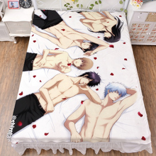 Anime GINTAMA Sakata Gintoki & Shimura Shinpachi Milk Fiber Bed Sheet & Flannel Blanket Summer Quilt 150x200cm 2024 - buy cheap