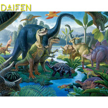 Pintura de diamante redondo 5D DIY, punto de cruz completo, mosaico de diamantes cuadrados, dinosaurio Parque Jurásico 2024 - compra barato