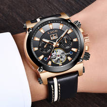 LIGE Negócio Dos Homens Relógios Top Marca de Luxo Relógio Mecânico Automático Homens Relógio Grande Mostrador do relógio de Couro À Prova D' Água Relogio masculino 2024 - compre barato