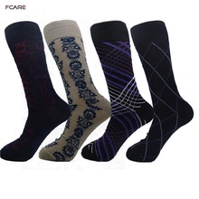 Fcare 4PCS=2 pairs plus big size  autumn winter 44, 45, 46, 47 business dress socks calcetines men printed dress socks 2024 - buy cheap