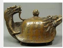 Tetera de cobre Antigua China decorada, artesanía antigua, escultura de cobre para el hogar 2024 - compra barato