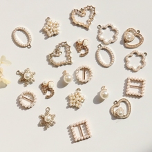 Promotion 20Pcs Mix Styles Imitation Pearl Flower Heart Shape KC Gold Alloy Jewellery Pendants Jewelry Charms 2024 - buy cheap
