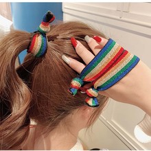 3 PCS Of Korea Modis Women Elastic Hair Bands Ties Gum Rainbow Girls Scrunchie Sets Holder Mujer Rubber Leopard Hair Accessories 2024 - buy cheap
