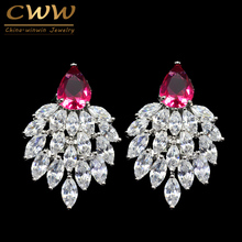 CWWZircons High Quality Designer Ladies Ear Jewelry Marquise Cluster Cubic Zirconia Stone Earrings for Christmas Gift CZ295 2024 - buy cheap