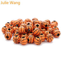 Juta wang colar de contas de basquete e vôlei, 50 peças de 12mm, acrílico redondo, basquete, voleibol, pulseira, colar, fazer joias, acessórios diy, achados 2024 - compre barato