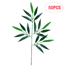 50 pçs folhas de bambu verde artificial plantas verdes falsas folhas de vegetação para casa hotel escritório casamento aniversário partydecoration 2024 - compre barato