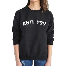 Felpe Donna ANTI-YOU Autumn Europe Letters Print Hip-hop Style Tops Casual Sweatshirt Women Long Sleeve Hoodies 2024 - buy cheap