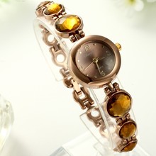 Top luxury Brand Women Lady's Popular Fashion blue rhinestone Design round Dial Bracelet Watch Time Quartz High quality reloj 2024 - buy cheap