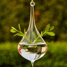 Clear Water Drop Shape Glass Hanging Vase Bottle Terrarium Hydroponic Pot Decor 2024 - buy cheap