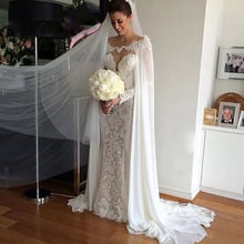 White ivory Wedding Wraps Chiffon Bride Jacket Bridal Cloak Dress's Cape Appliques Hot Sale manto Women Wedding Accessory 2024 - buy cheap