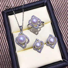 Natural Pearl set,jewelry sets Freshwater pearl necklace ring earrings for women 925 sterling silver wedding party Daily Gift 2024 - buy cheap