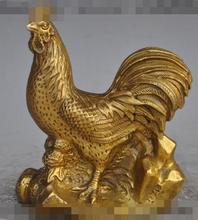 Free shipping S00357    7"chinese fengshui brass wealth zodiac Cock Rooster Chicken animal lucky statue 2024 - buy cheap