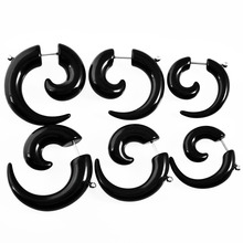 MODRSA-pendientes acrílicos en espiral para mujer, expansores de oreja de Caracol Negro, joyería corporal, tapones de y túneles, Piercing para tabique 2024 - compra barato