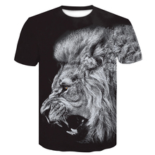 Camiseta estampada 3d, camiseta de manga curta com estampa de dois animais, para homens e mulheres, verão 2024 - compre barato