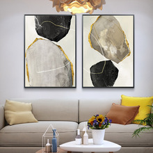 Pintura en lienzo de piedra amarilla moderna, póster e impresión para decoración de sala de estar, dormitorio, imágenes, decoraciones, arte de pared para el hogar, negro 2024 - compra barato