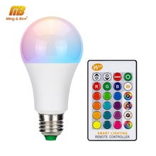 Bombilla LED RGB de 5W, 10W, 15W, AC85-265V E27, 16 colores cambiables, con función de memoria y Control remoto IR 2024 - compra barato